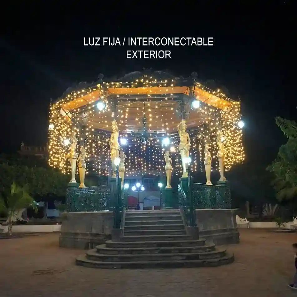 CORTINA DE LUCES CÁLIDAS  Y MULTICOLOR CON MANDO