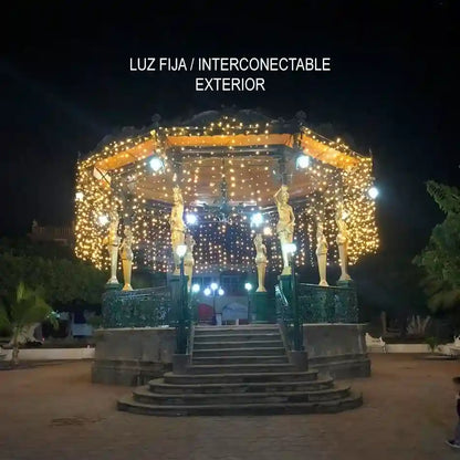 CORTINA DE LUCES CÁLIDAS  Y MULTICOLOR CON MANDO