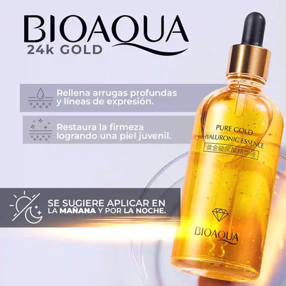 2 SÉRUM FACIAL 24K GOLD BIOAQUA (ANTIEDAD) + MASAJEADOR