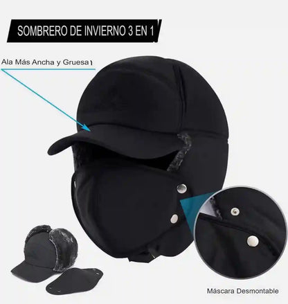 GORRO DE INVIERNO 3 EN 1 - TEJIDO TÉRMICO
