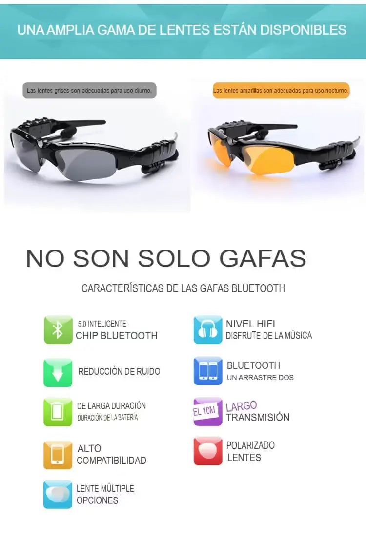 Gafas de Sol Inteligentes con Bluetooth - Polarizadas y Ultra Modernas en Negro