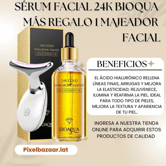 1 SÉRUM FACIAL 24K GOLD BIOAQUA (ANTIEDAD) + MASAJEADOR