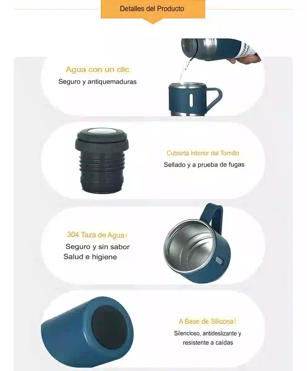 TERMO AISLANTE PREMIUM CON SET DE TAZAS INCLUIDAS